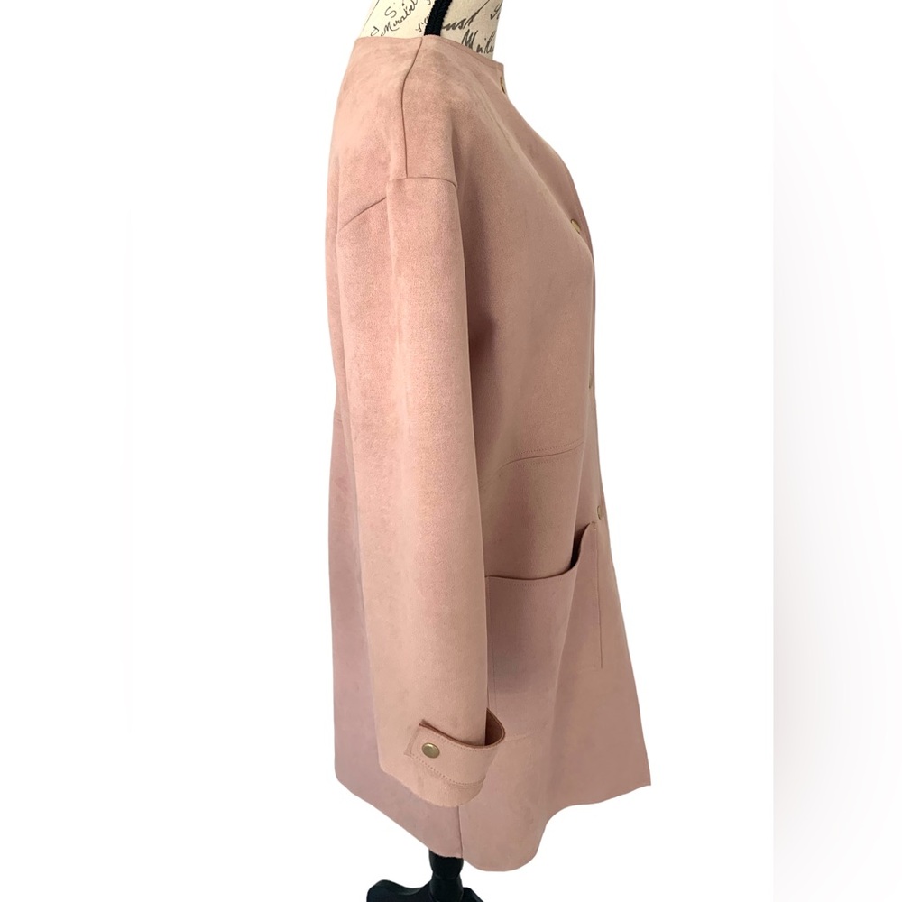 Zara Faux Suede Coat Pink Size S - Picture 5 of 10